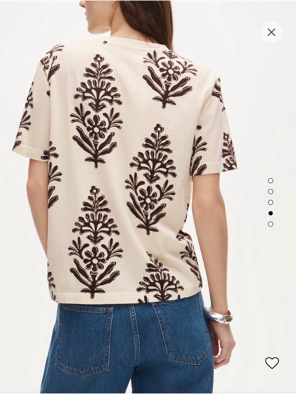 J. Crew Cream Short-Sleeve Tee with Brown Floral Motif - Picture 4 of 7